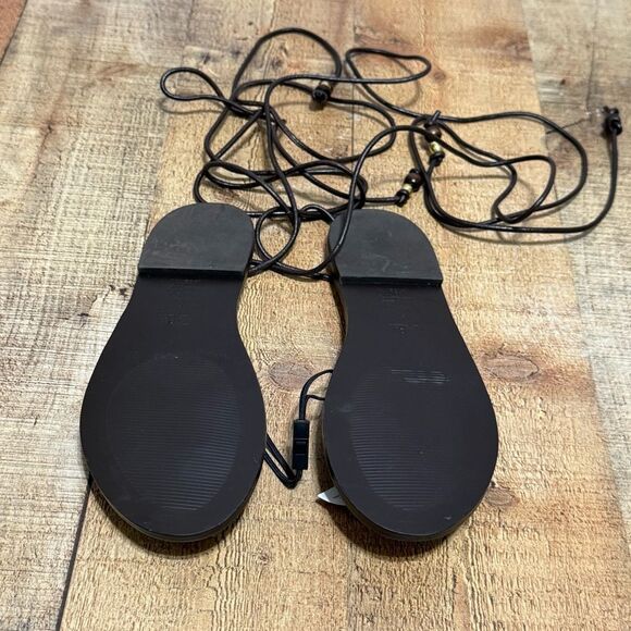 ZARA FLAT LEATHER SANDALS WITH DECORATIVE DETAIL - Picture 11 of 14